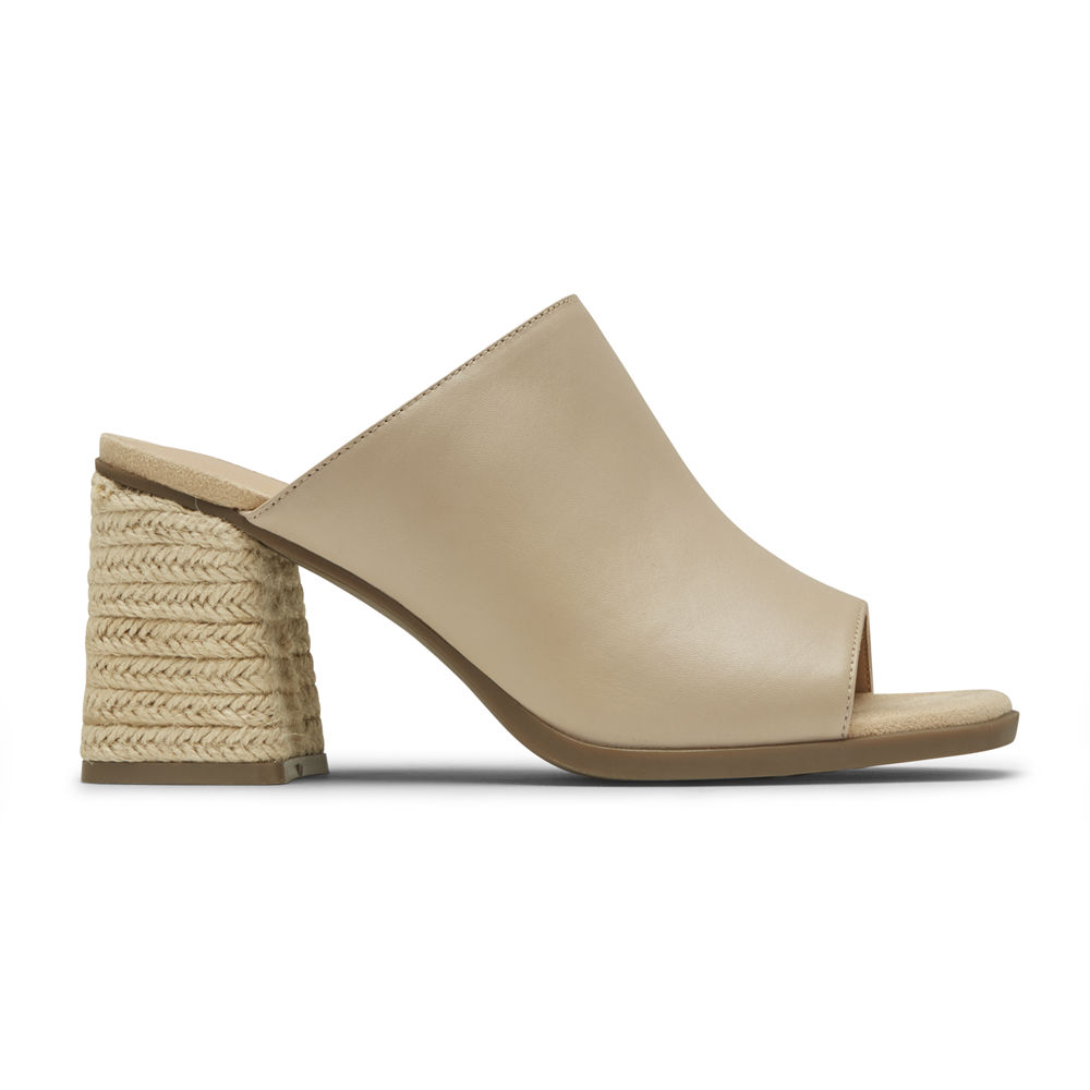 Rockport Singapore Womens Slides - Total Motion Amara Beige - JS0239148